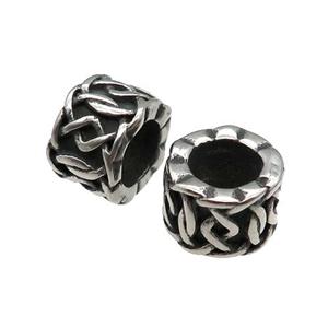 Stainless Steel tube Beads, antique silver, approx 11mm, 6mm hole