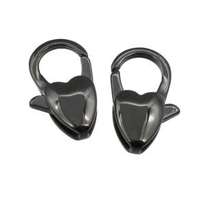 Stainless Steel Lobster Clasp, black plated, approx 12-20mm