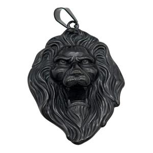 Stainless Steel Lion pendant, black plated, approx 36-49mm