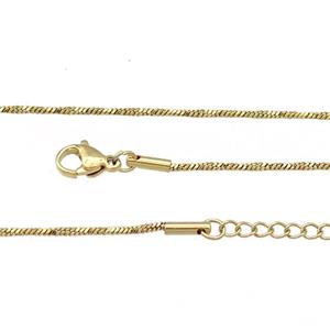 Stainless Steel Necklace Chain Gold Plated, approx 1.2mm, 44-49cm length