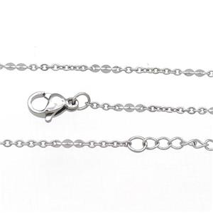 Raw Stainless Steel Necklace Chain, approx 1.5mm, 44-49cm length