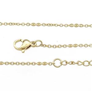 Stainless Steel Necklace Chain Gold Plated, approx 1.5mm, 44-49cm length