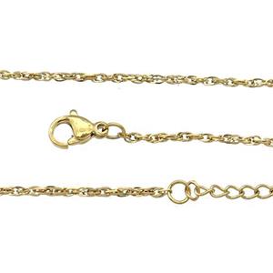 Stainless Steel Necklace Chain Gold Plated, approx 1.6mm, 44-49cm length