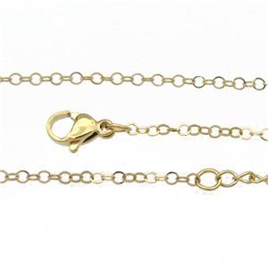 Stainless Steel Necklace Chain Gold Plated, approx 2mm, 44-49cm length