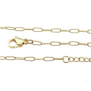 Stainless Steel Necklace Chain Gold Plated, approx 2.2-5mm, 44-49cm length