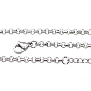 Raw Stainless Steel Necklace Chain, approx 3mm, 44-49cm length