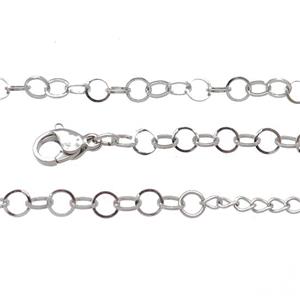 Raw Stainless Steel Necklace Chain, approx 4mm, 44-49cm length