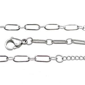 Raw Stainless Steel Necklace Chain, approx 4x10mm, 44-49cm length