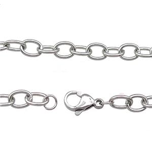 Raw Stainless Steel Necklace Chain, approx 6-8mm, 50cm length