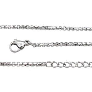 Raw Stainless Steel Necklace Chain, approx 2mm, 44-49cm length