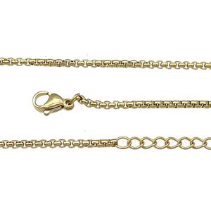 Stainless Steel Necklace Chain Gold Plated, approx 2mm, 44-49cm length