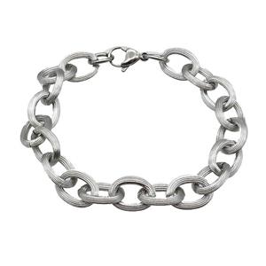 Raw Stainless Steel Bracelet, approx 2.5x11x15mm, 21cm length