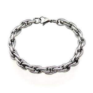 Raw Stainless Steel Bracelet, approx 8mm, 21cm length