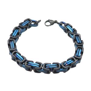 Stainless Steel Bracelet Black Plated Blue, approx 8mm, 21cm length