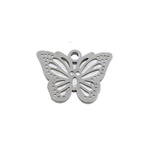 Raw Stainless Steel Butterfly Pendant, approx 10-14.5mm