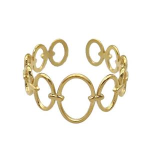 Stainless Steel Ring Gold Plated, approx 6.5-11mm, 18mm dia