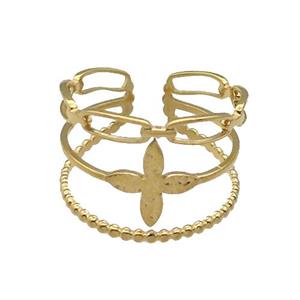 Stainless Steel Ring Gold Plated, approx 8-13.5mm, 18mm dia