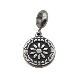 Stainless Steel Pendant Antique Silver, approx 15mm, 9mm, 5mm hole