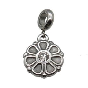 Stainless Steel Flower Pendant Antique Silver, approx 16mm, 9mm, 5mm hole