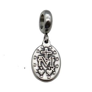 Stainless Steel Pendant Antique Silver, approx 10-15mm, 9mm, 5mm hole