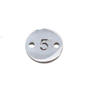 Raw Stainless Steel Circle Number5 Connector, approx 10mm dia