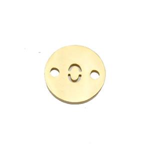 Stainless Steel Circle Number0 Connector Gold Plated, approx 10mm dia