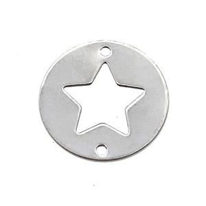 Raw Stainless Steel Circle Star Connector, approx 25mm