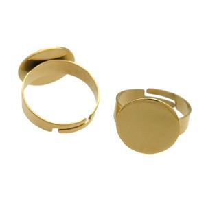 Stainless Steel Ring with Pad Gold Plated, approx 8mm, 18mm dia