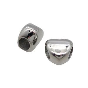 Stainless Steel Heart Beads Large Hole Antique Silver, approx 11.5mm, 5mm hole