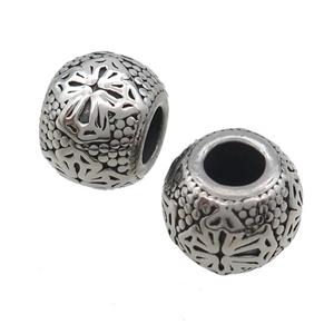 Stainless Steel Rondelle Beads Large Hole Antique Silver, approx 10-13mm, 5mm hole