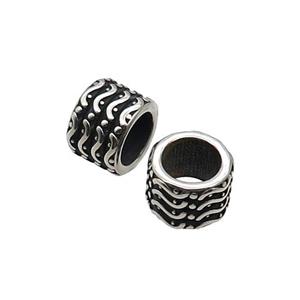 Stainless Steel Tube Beads Large Hole Antique Silver, approx 9-12.5mm, 8mm hole