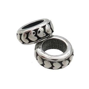 Stainless Steel Rondelle Beads Large Hole Antique Silver, approx 13mm, 8mm hole