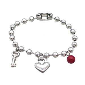 Raw Stainless Steel Bracelet Lock Key, approx 14mm, 8-16mm, 6mm, 18cm length