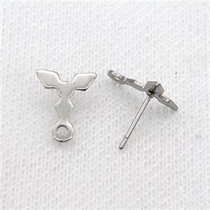 Raw Stainless Steel Stud Earring Triangle, approx 10mm