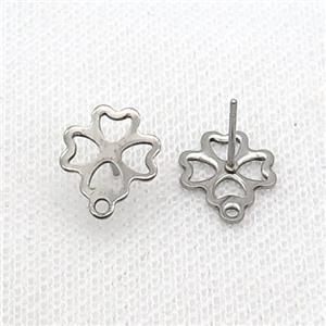 Raw Stainless Steel Stud Earring Flower, approx 11mm