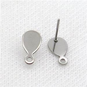 Raw Stainless Steel Stud Earring Teardrop, approx 7-9mm