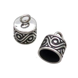 Stainless Steel CordEnd Antique Silver, approx 9-10mm, 8mm hole