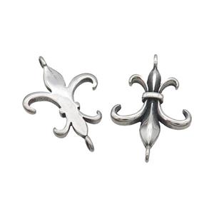 Stainless Steel Connector Fleur De Lys Antique Silver, approx 11-20mm