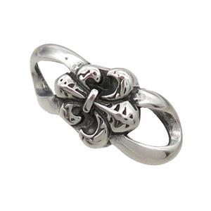 Stainless Steel Connector Fleur De Lys Antique Silver, approx 15-23mm