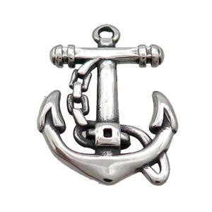 Stainless Steel Anchor Pendant Antique Silver, approx 20-25mm