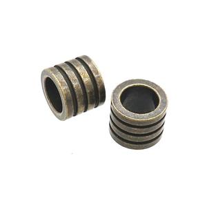 Stainless Steel Tube Beads Large Hole Antique Bronze, approx 10mm, 6mm hole