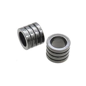 Stainless Steel Tube Beads Large Hole Black Plated, approx 10mm, 6mm hole