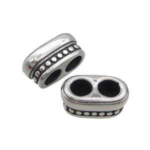 Stainless Steel Beads 2holes Antique Silver, approx 8-15mm, 5mm hole