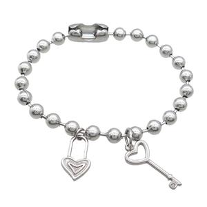 Raw Stainless Steel Bracelet Lock Key, approx 10-18mm, 10-24mm, 6mm, 17cm length