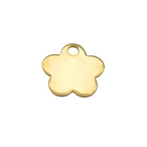 Stainless Steel Flower Pendant Gold Plated, approx 12mm