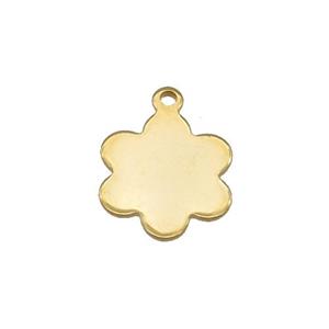 Stainless Steel Flower Pendant Gold Plated, approx 12mm