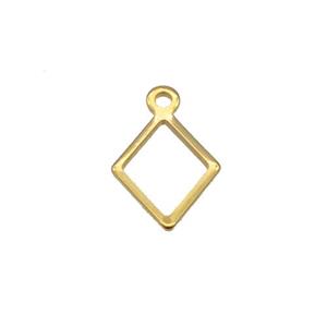 Stainless Steel Rhombic Pendant Gold Plated, approx 9-11mm