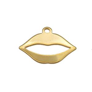 Stainless Steel Lip Charm Pendant Gold Plated, approx 10-17mm