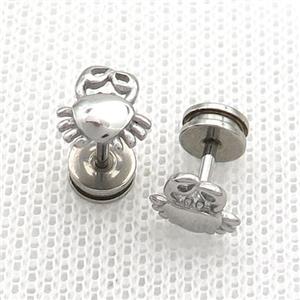 Raw Stainless Steel Stud Earrings Scorpion, approx 8mm