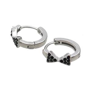 Raw Stainless Steel Hoop Earrings Pave Rhinestone, approx 14mm dia